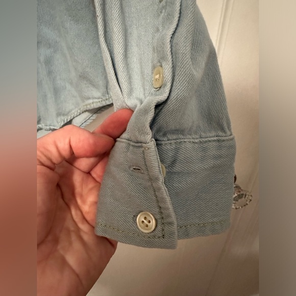 J Society blue chambray button-down with mandarin collar - Size M - Picture 3 of 9